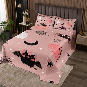 Erosebridal Комплект постельного белья Happy Halloween с милыми привидениями и паутиной для детей и подростков, Pink Black