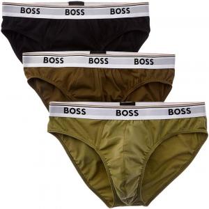 BOSS Мужские трусы-слипы с логотипом, 3 шт, Split Pea/Black/Olive