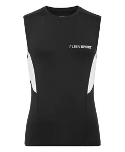 Техническая трикотажная футболка без рукавов Plein Sport, черный