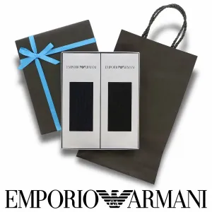 Подарочный набор EMPORIO ARMANI из 2 деловых всесезонных носков из хлопковой смеси с бумажным пакетом.
