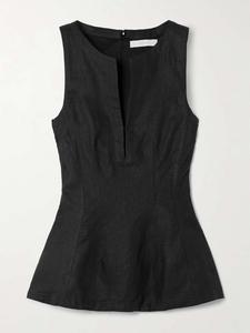 Льняной топ с баской Melia Faithfull, черный
