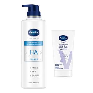 Набор для ухода Alpha Hydroxy Acids/Hyaluronic Acid/Niacinamide: гель для душа и крем для рук Vaseline, hyaluronic acid shower gel 500ml+intensive hydrating hand cream 50ml
