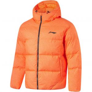 Куртка пуховая LiNing CBA Collection мужская флуоресцентная цифровая оранжевая с принтом по всей поверхности