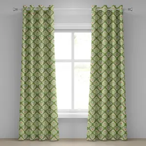 Штора на люверсах ABAKUHAUS Shabby Flora, с великолепным бохо-цветочным узором, красочная иллюстрация эпохи искусства, декоративные двухпанельные шторы, 280 см x 175 см, зеленый Abakuhaus