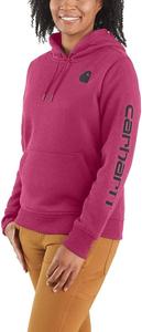 Carhartt Women's Relaxed Fit Midweight Logo Sleeve Graphic Sweatshirt, Beet Red Heather