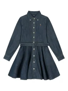 Джинсовое платье-рубашка на пуговицах POLO RALPH LAUREN KIDS, синий