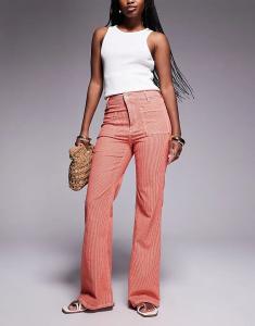 Джинсы River Island скинни с клешем в красную полоску