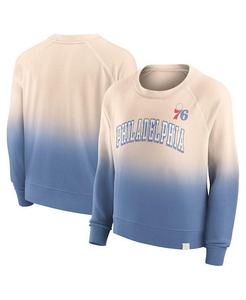 Женский фирменный коричневый пуловер с принтом реглан Royal Distressed Philadelphia 76ers Lounge Arch Fanatics, тан/бежевый