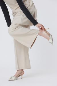 Туфли-лодочки с блестящими сетчатыми лентами