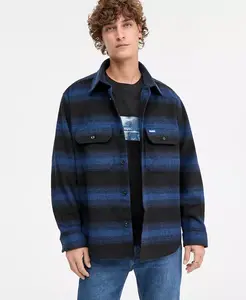 Мужская куртка-рубашка Ebolt в полоску на пуговицах Hugo Boss, синий