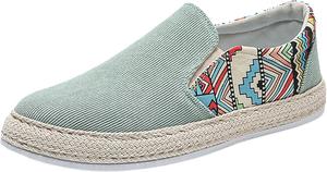 Мужские повседневные низкие ботинки из холщовой ткани, обувь без шнурков для весны и лета, мужские повседневные туфли, размер 9 Generic, зеленый