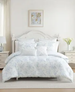 Комплект постельного белья Annalise Floral, 7 предметов, двусторонний, размер King Laura Ashley, светло-голубой