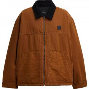 Coach Мужская пуховая куртка, коричневая, с отворотами, средней высоты