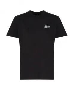 Хлопковая футболка с принтом спереди Golden Goose, черный