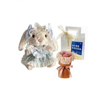 Милый и очаровательный плюшевый кролик Cartoon плюшевая игрушка кукла высота 15см Dolls and bears dance, бежевый