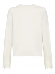 Свитер с кружевными манжетами Brunello Cucinelli, светло-бежевый