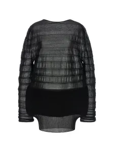 Блузка с асимметричным подолом и длинными рукавами Issey Miyake, черный