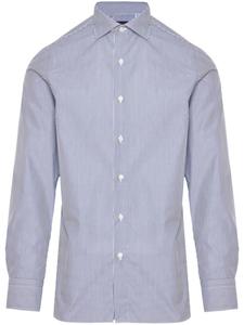 Полосатая рубашка с косым воротником Finamore 1925 Napoli, синий