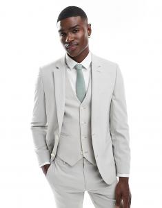 Узкий пиджак ASOS DESIGN светло-серого цвета