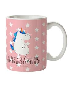 Детская кружка с изображением единорога и надписью в пастельно-красных тонах Mr. & Mrs. Panda