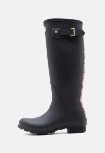 Женские резиновые сапоги с леопардовым принтом и ремешком на спине Hunter Original, Black