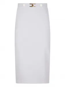 Юбка-карандаш с золотой пряжкой Elisabetta Franchi, белый