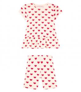 Комплект из хлопковой футболки с принтом и леггинсов Konges Sløjd, Amour Rouge