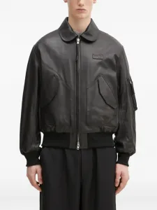 Кожаная куртка на молнии KENZO, черный