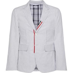 Однобортный полосатый блейзер Thom Browne, белый
