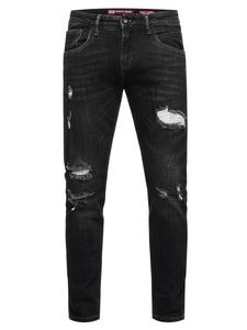 Джинсы брюки "TORI" облегающие, рваный деним черного цвета Rusty Neal