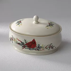 Зимнее приветствие, закрытое блюдо Lenox, ivory