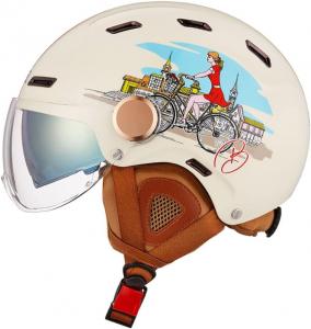 Полушлем мотоциклетный Lnpadp Retro с принтом, бежевый