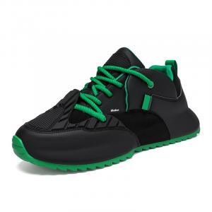 BAKE Антискользящие износостойкие мужские кэжуал кеды низкие черно-зеленые, цвет Black Green