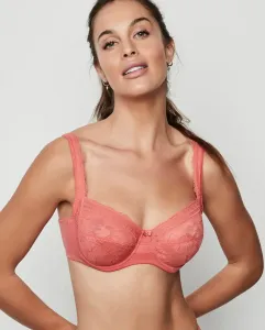 Бюстгальтер с высокой горловиной и поддержкой на косточках без поролона Selmark, коралловый