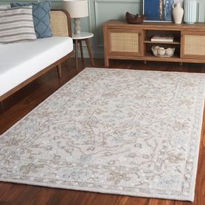 Ковер SAFAVIEH, 122 x 183 см, - коллекция Metro - бежевый и синий, ручной работы из шерсти, идеально для гостиной, спальни, столовой (MET205B)