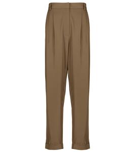 Прямые брюки с высокой посадкой и складками MM6 Maison Margiela, Mastic