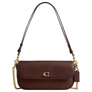 COACH Сумка кроссбод из телячьей кожи коричневая женская средняя наплечная