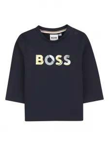 Футболка с длинными рукавами и логотипом BOSS Kidswear, синий