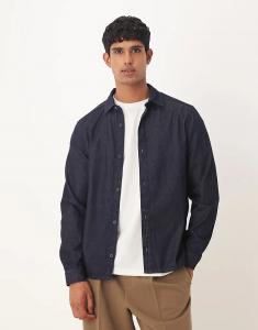 Рубашка ASOS DESIGN с длинными рукавами и классическим кроем из джинсовой ткани индиго