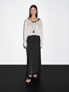 Юбка миди из струящегося атласа Massimo Dutti, черный