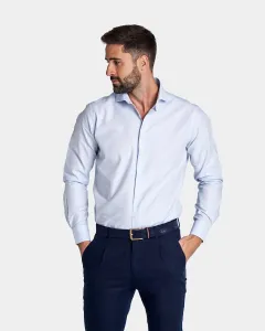 Мужская рубашка жаккардовая классическая гладкая белая Spagnolo, светло-голубой