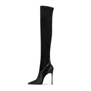 ;HMZ Сапоги выше колена 10 см женские черные