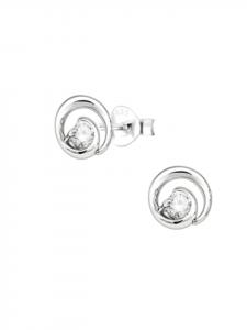 Alexander York Серьги-гвоздики в виде хвоста из циркония, серебро 925 пробы, комплект из 2 штук