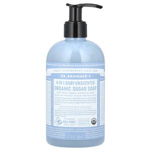 Dr. Bronner's, Органическое сахарное мыло 4 в 1, для рук, лица, тела и волос, детское без запаха, 355 мл (12 жидк. унц.)