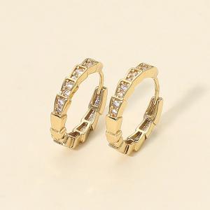 Геометрические серьги-кольца с фианитами, покрытыми 14-каратным золотом Fashnzfab, золотой