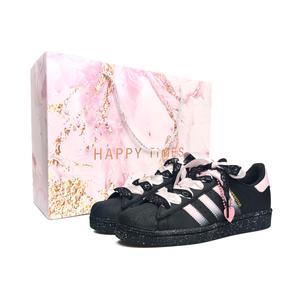 Adidas Originals Кроссовки для скейтбординга Superstar, унисекс, низкие, черные, розовые