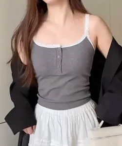 Полосатая майка с кружевной отделкой Aimoha - Select -, цвет Gray