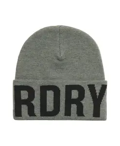 Светло-Серая вязаная шапка-бини Superdry, серый