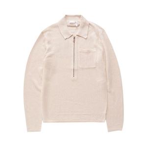 Свитер Helmut Lang Long-Sleeve Zip Polo Sweater, Ivory