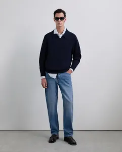 Мужской хлопковый джемпер с воротником-поло Scalpers, темно-синий